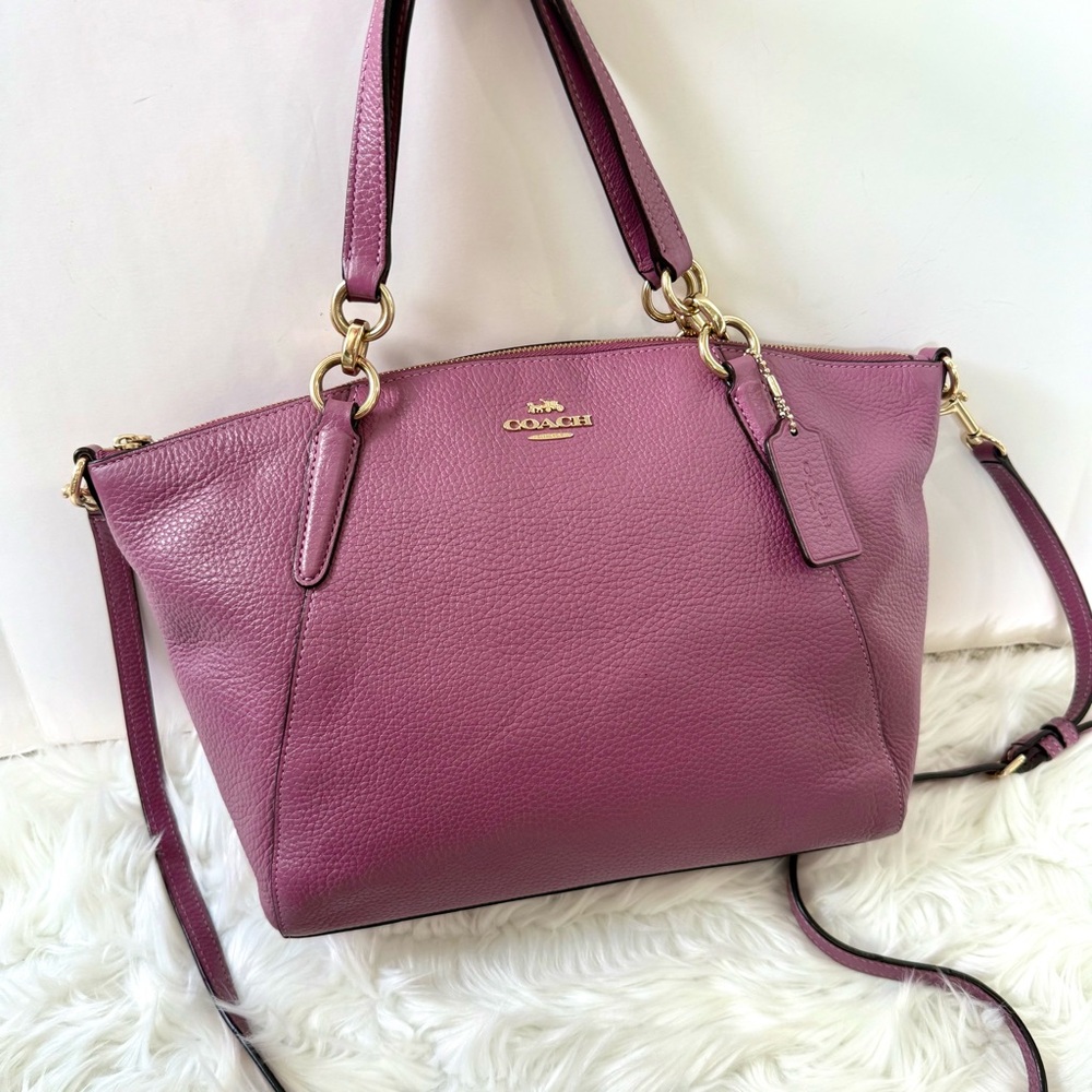 Coach Kelsey Purple Leather Shoulder Bag